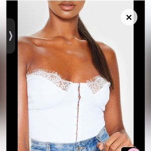 Lace detail strapless corset bodysuit